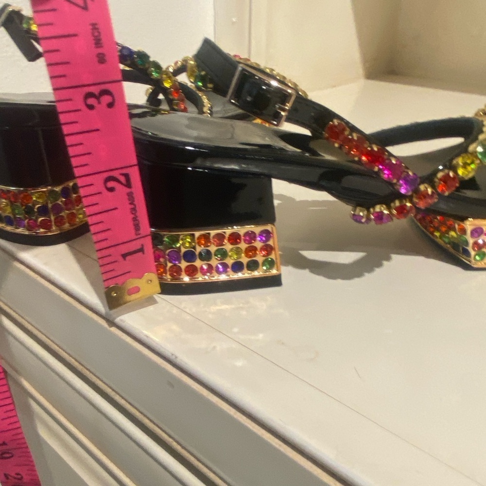 Jeffrey Campbell Rhinestone Platform Sandal Rainbow Multi Color New 7.5 in box - Picture 7 of 16